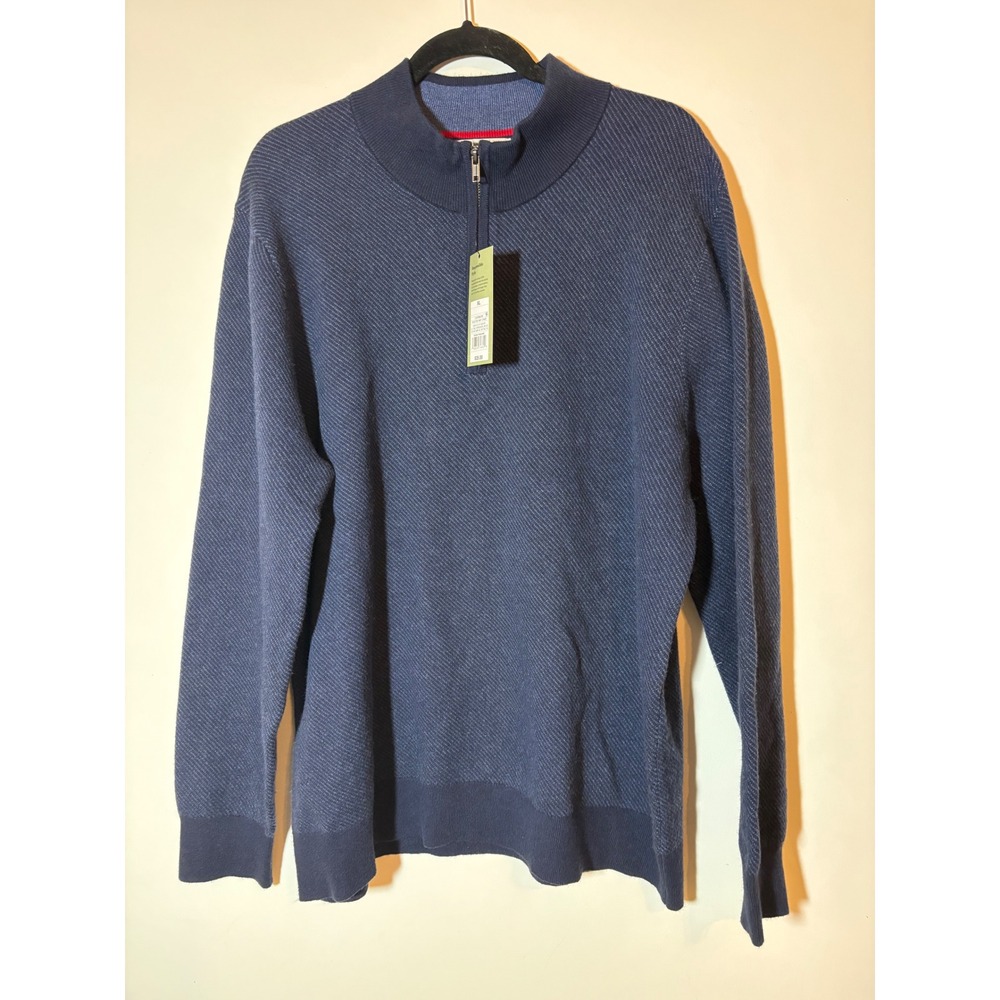 Goodfellow & Co Men's NEW Navy Blue Textured 1/4 Zip Sweater XL Mock Neck